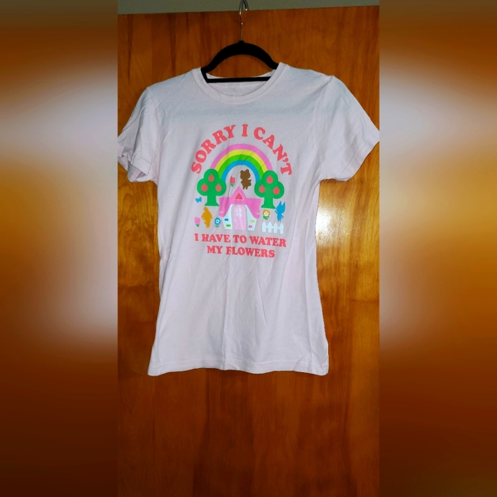 Womens Pink Animal Crossings Graphic T Shirt Size Small